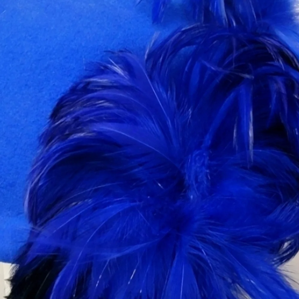 MR. JOHN 1950s Wool Couture Hat Blue Feather Fascinator Vintage Old Hollywood